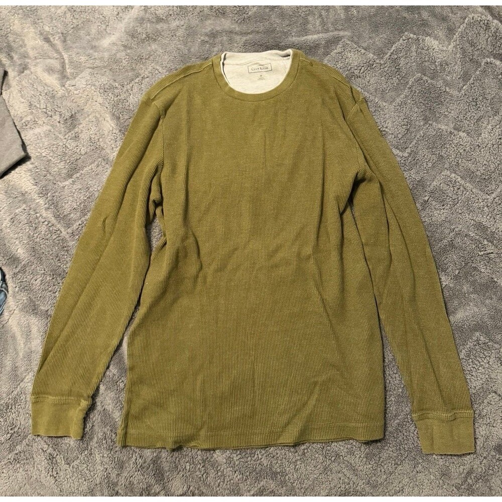 Club Room Olive Green Thermal Crewneck Shirt